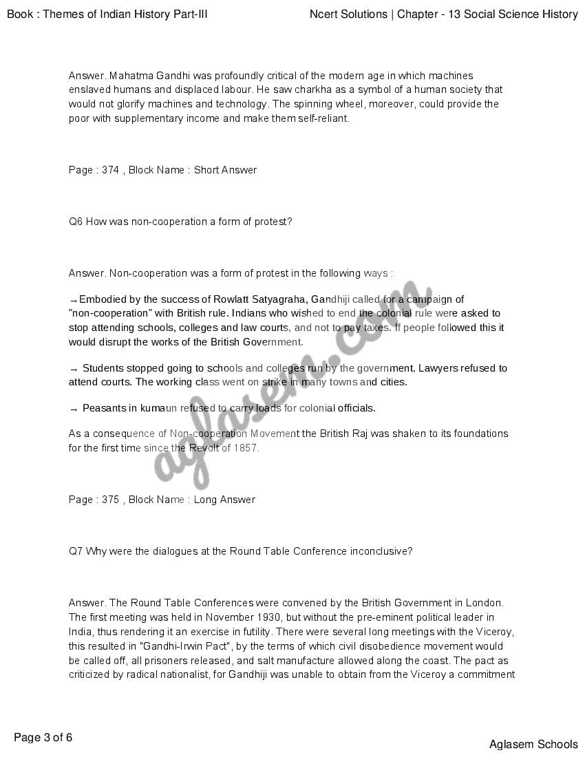 NCERT Solutions for Class 12 History Chapter 11 Mahatma Gandhi And ...