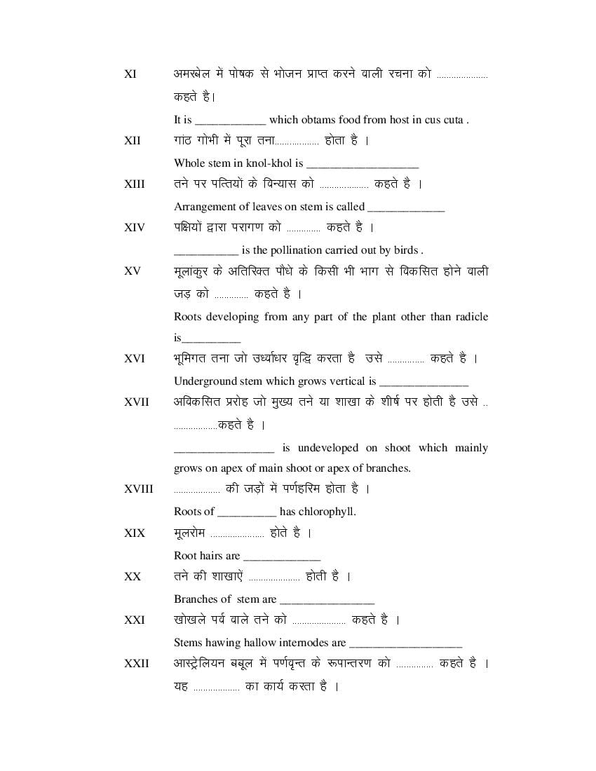 MP Board Class 11 Biology Question Bank (PDF) – Important Questions