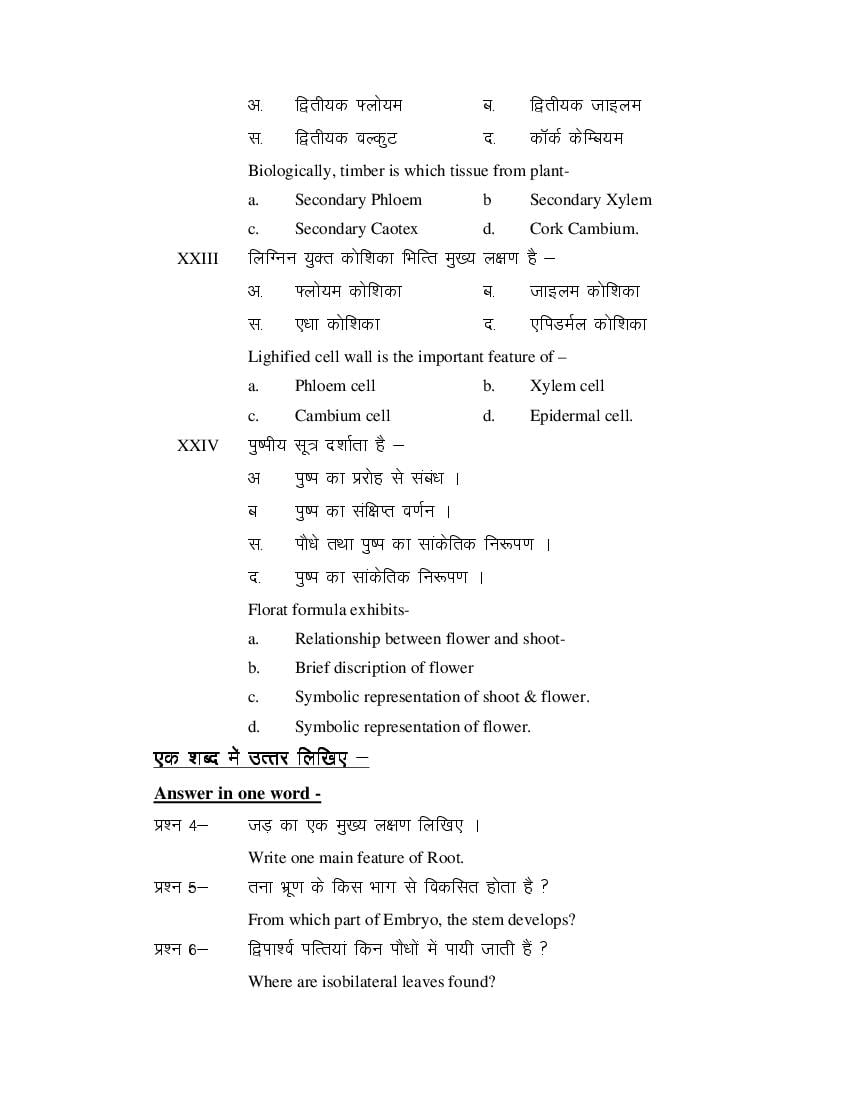 MP Board Class 11 Biology Question Bank (PDF) – Important Questions