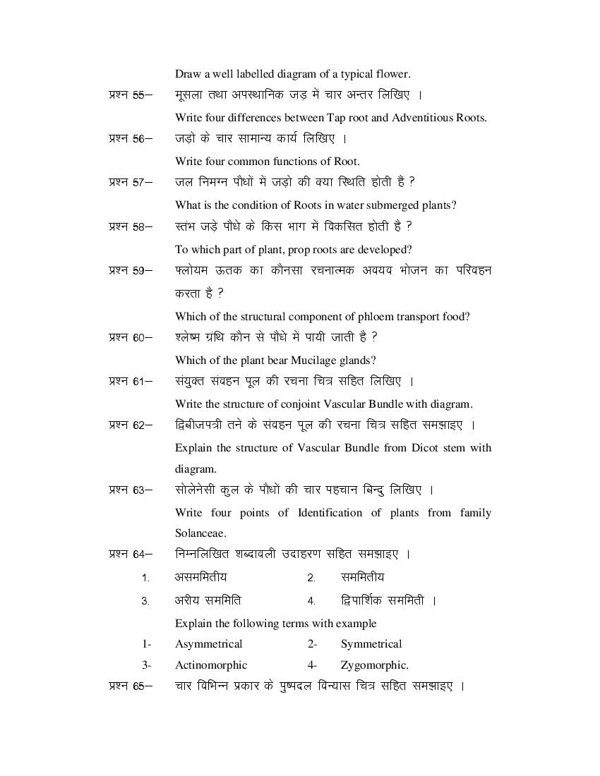 MP Board Class 11 Biology Question Bank (PDF) – Important Questions