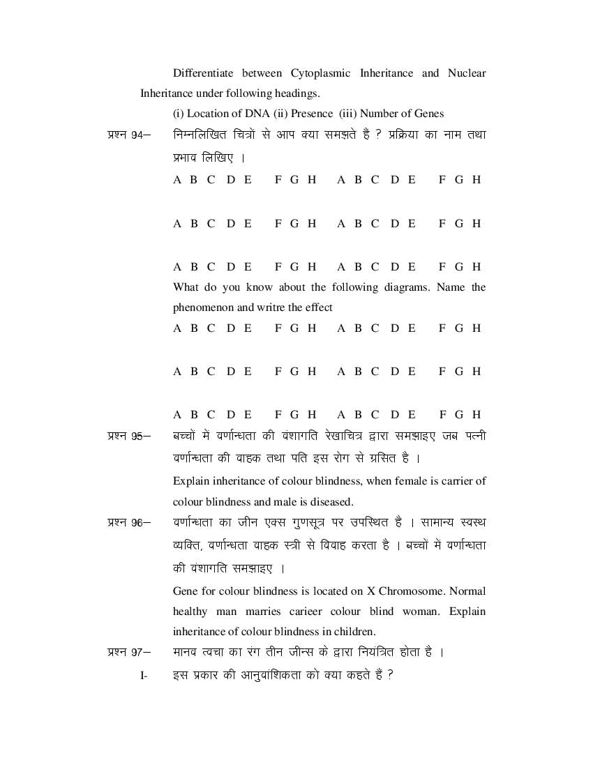 MP Board Class 11 Biology Question Bank (PDF) – Important Questions