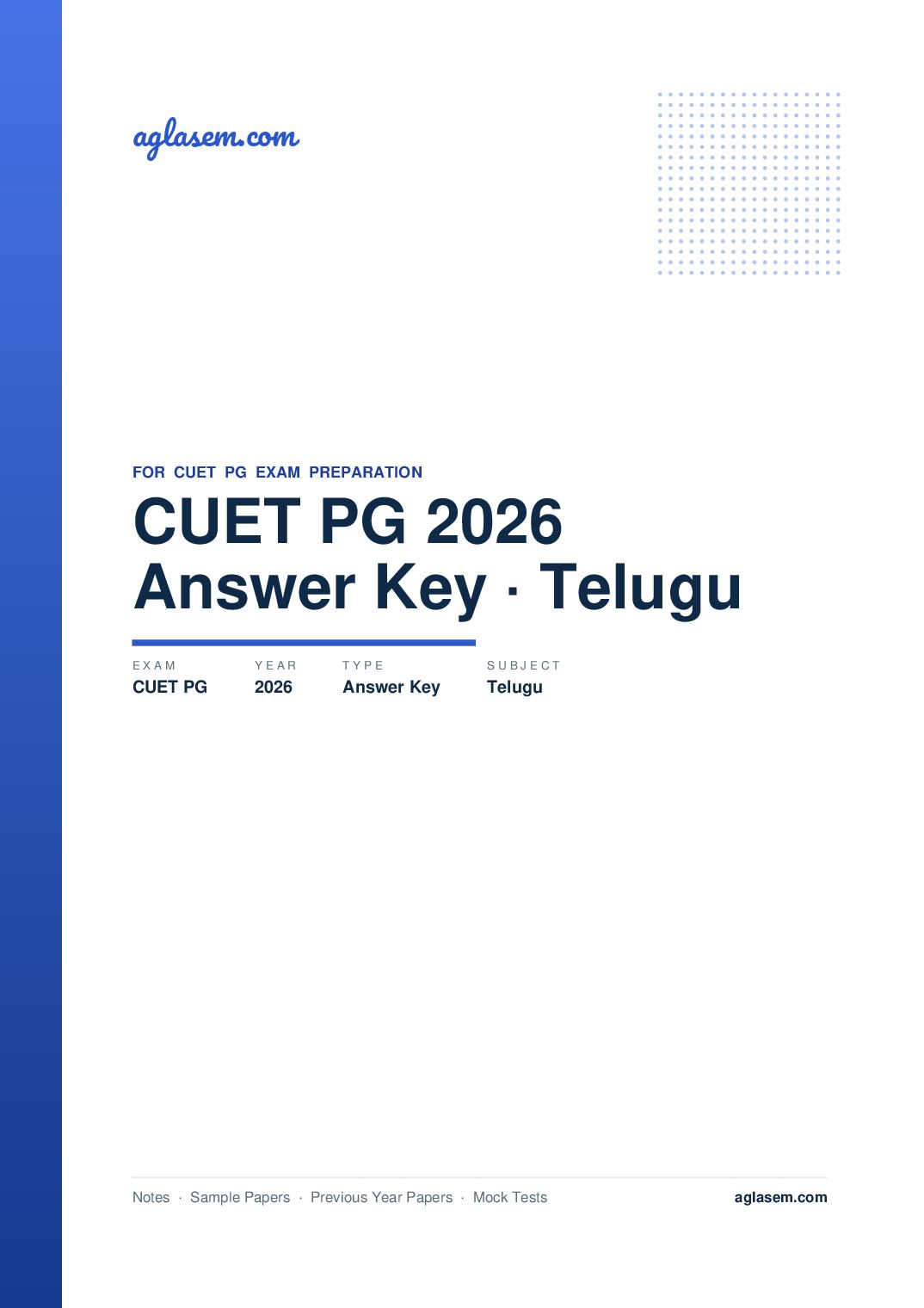 CUET PG 2026 Answer Key Telugu - Page 1 of 2