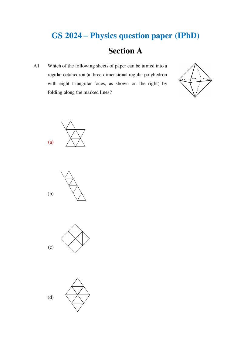 TIFR GS 2024 Question Paper Physics IPhD - Page 1