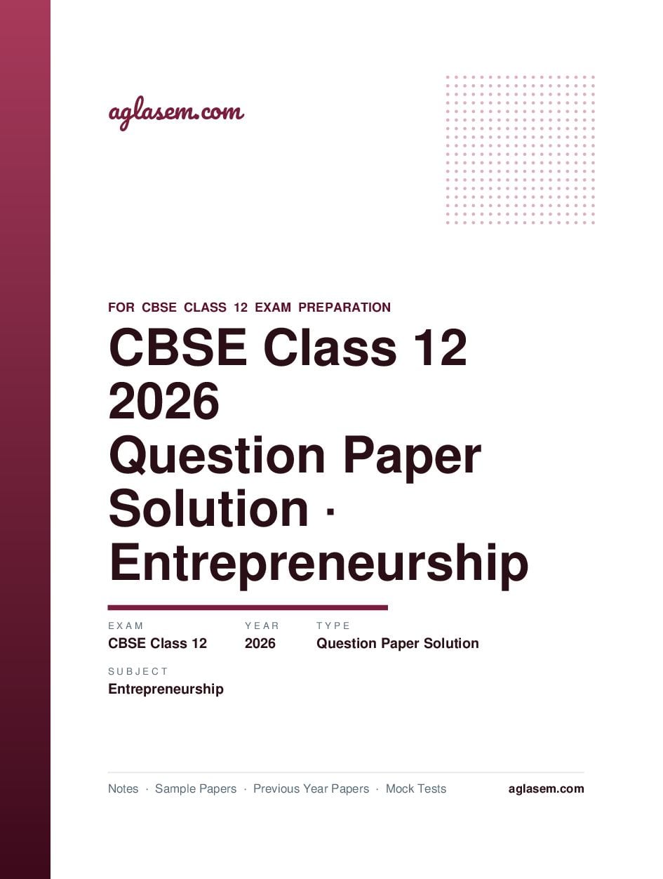 CBSE Class 12 Question Paper 2026 Solution Entrepreneurship - Page 1 of 16