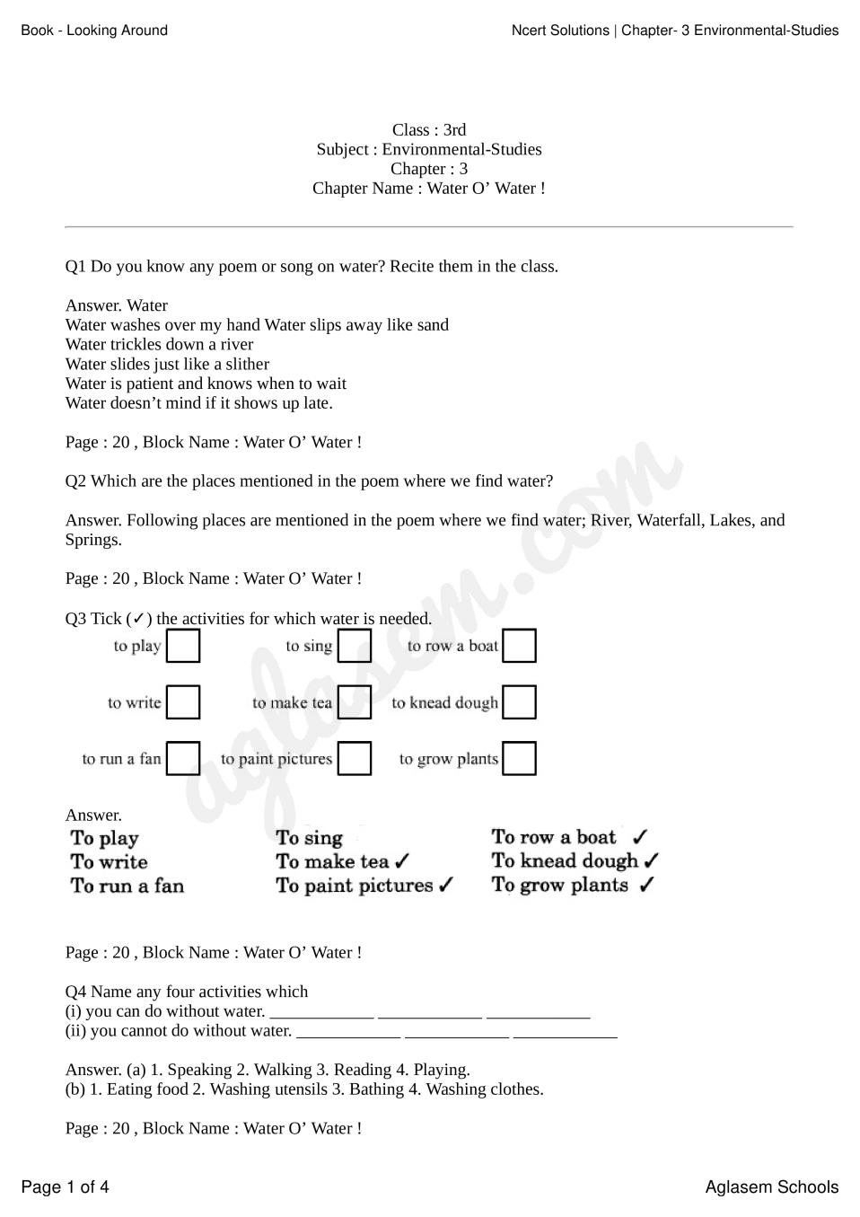 NCERT Solutions for Class 1 EVS (Environmental Studies)