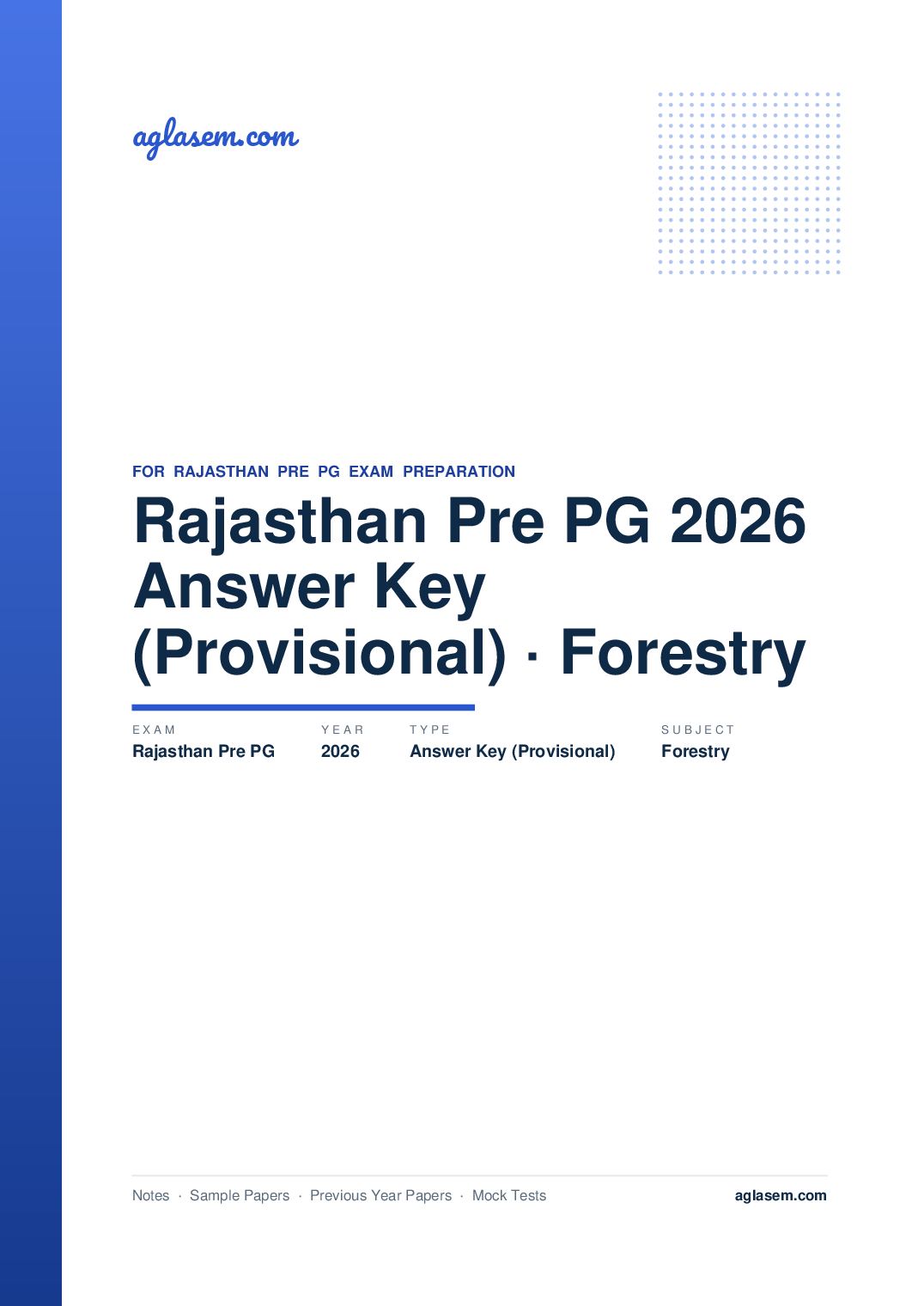 Rajasthan Pre PG 2026 Answer Key (Provisional) Forestry - Page 1 of 2