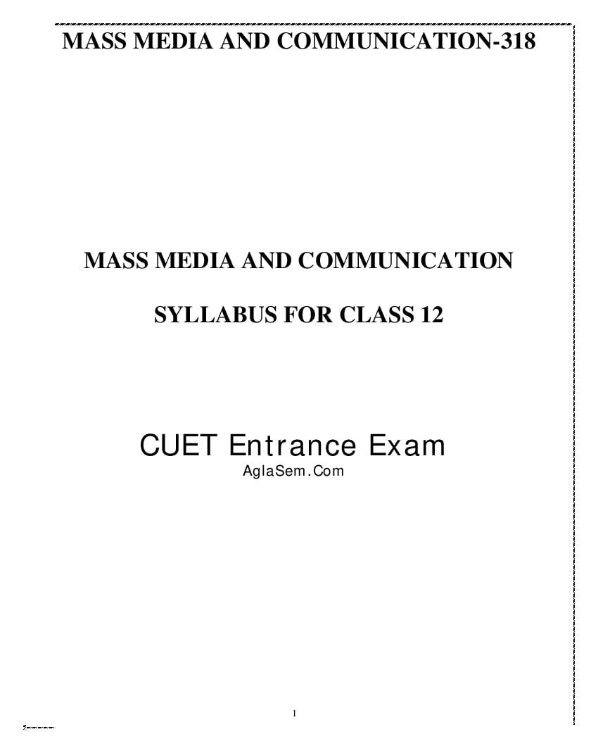 CUET 2022 Syllabus Mass Media Communication - Page 1