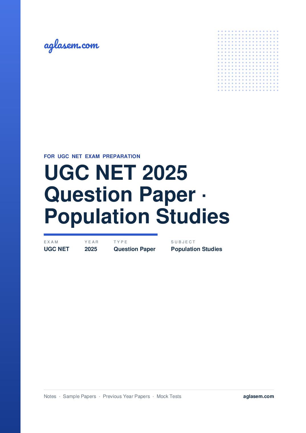 UGC NET 2025 Question Paper Population Studies - Page 1 of 130
