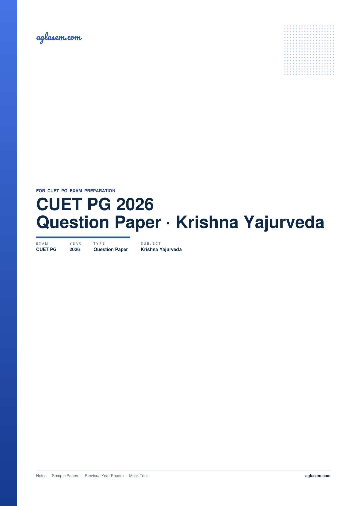 CUET PG 2026 Question Paper Krishna Yajurveda - Page 1 of 29