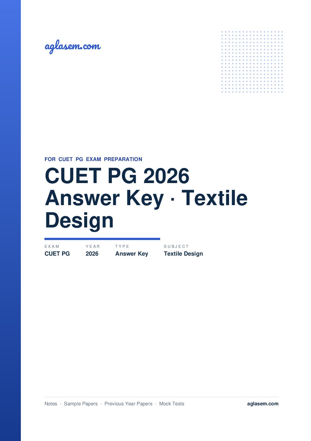 CUET PG 2026 Answer Key Textile Design - Page 1 of 2