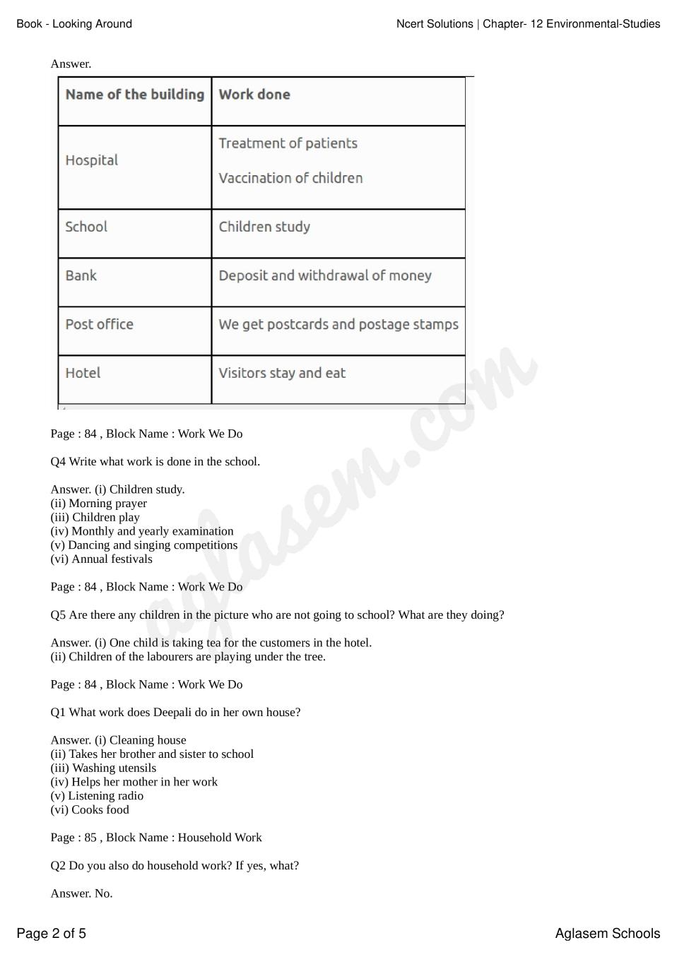 CBSE Class 3 EVS Work We Do Worksheet with Solutions