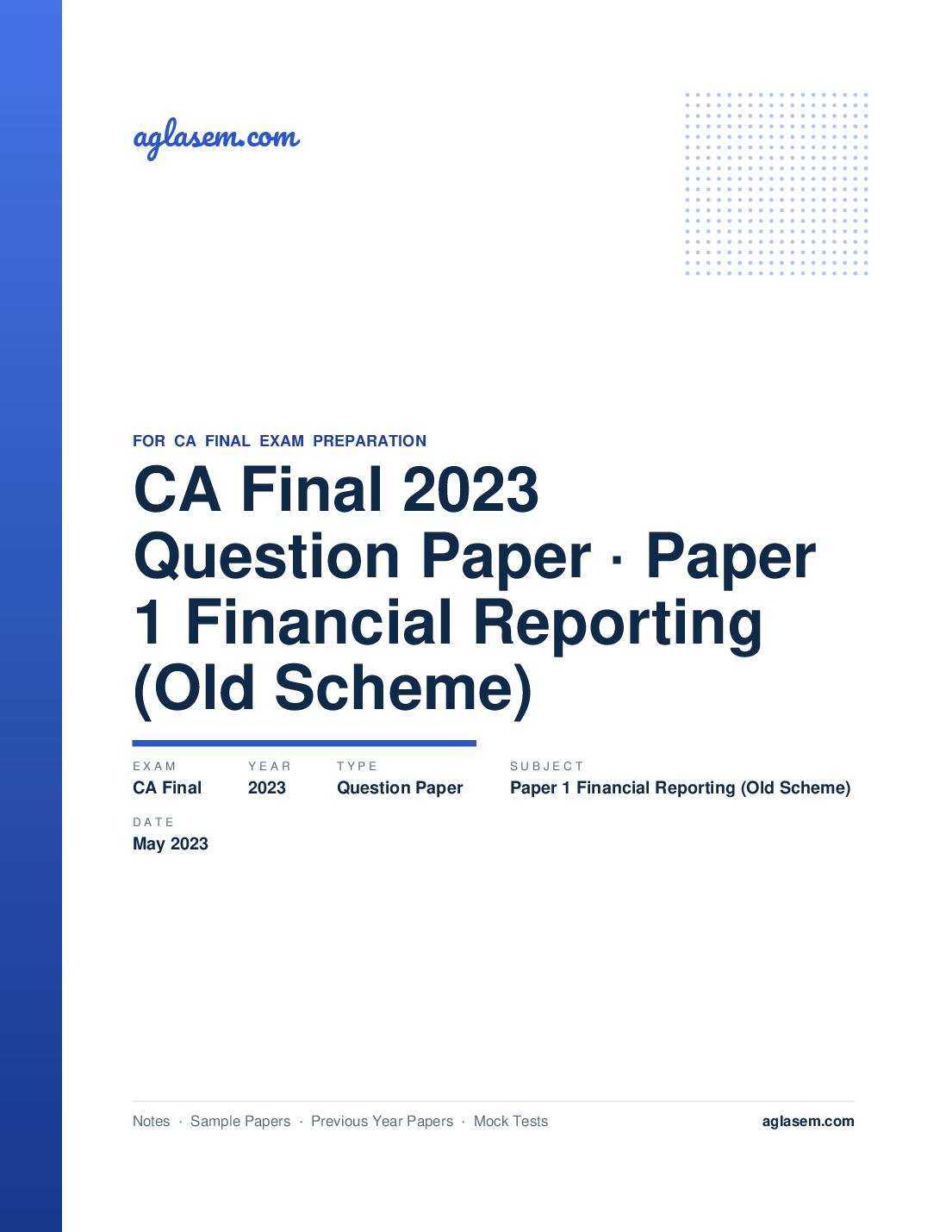 CA Final May 2023 Question Paper Paper 1 Financial Reporting (Old Scheme) - Page 1 of 17