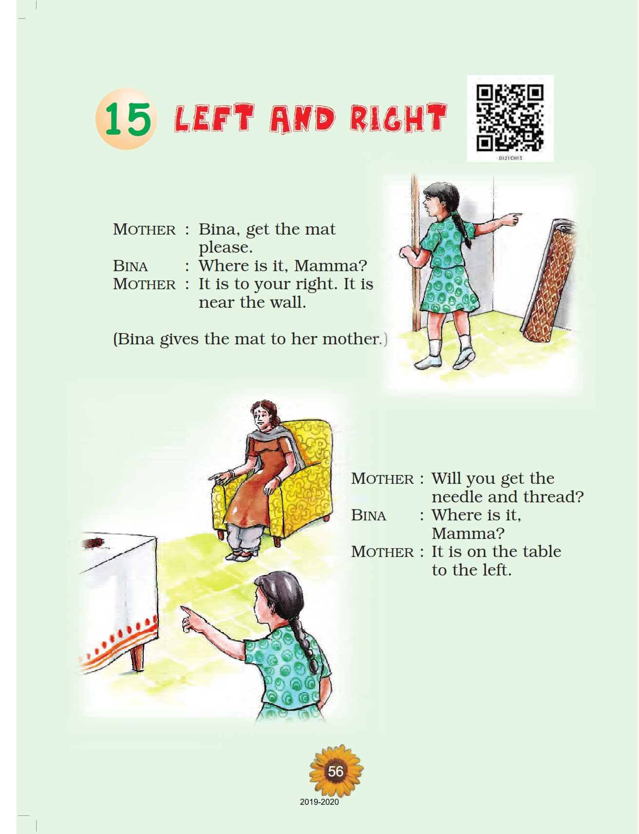 NCERT Book Class 1 English (Raindrops) Chapter 15 Left and Right - Page 1