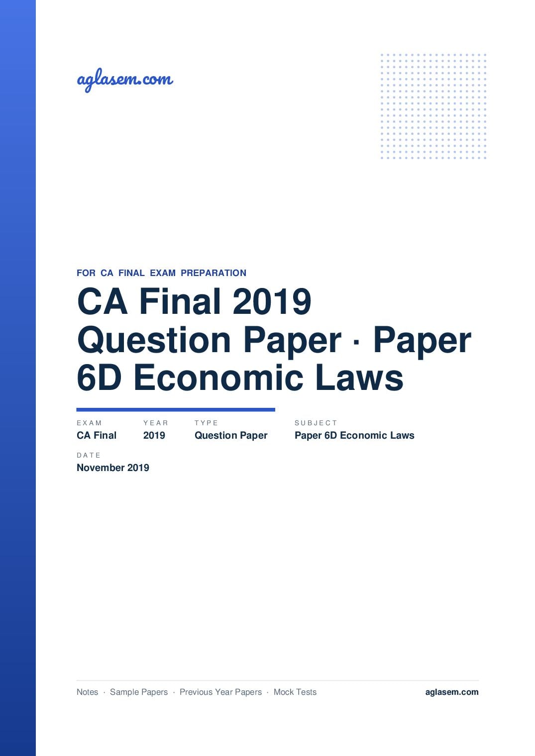 CA Final November 2019 Question Paper Paper 6D Economic Laws - Page 1 of 32