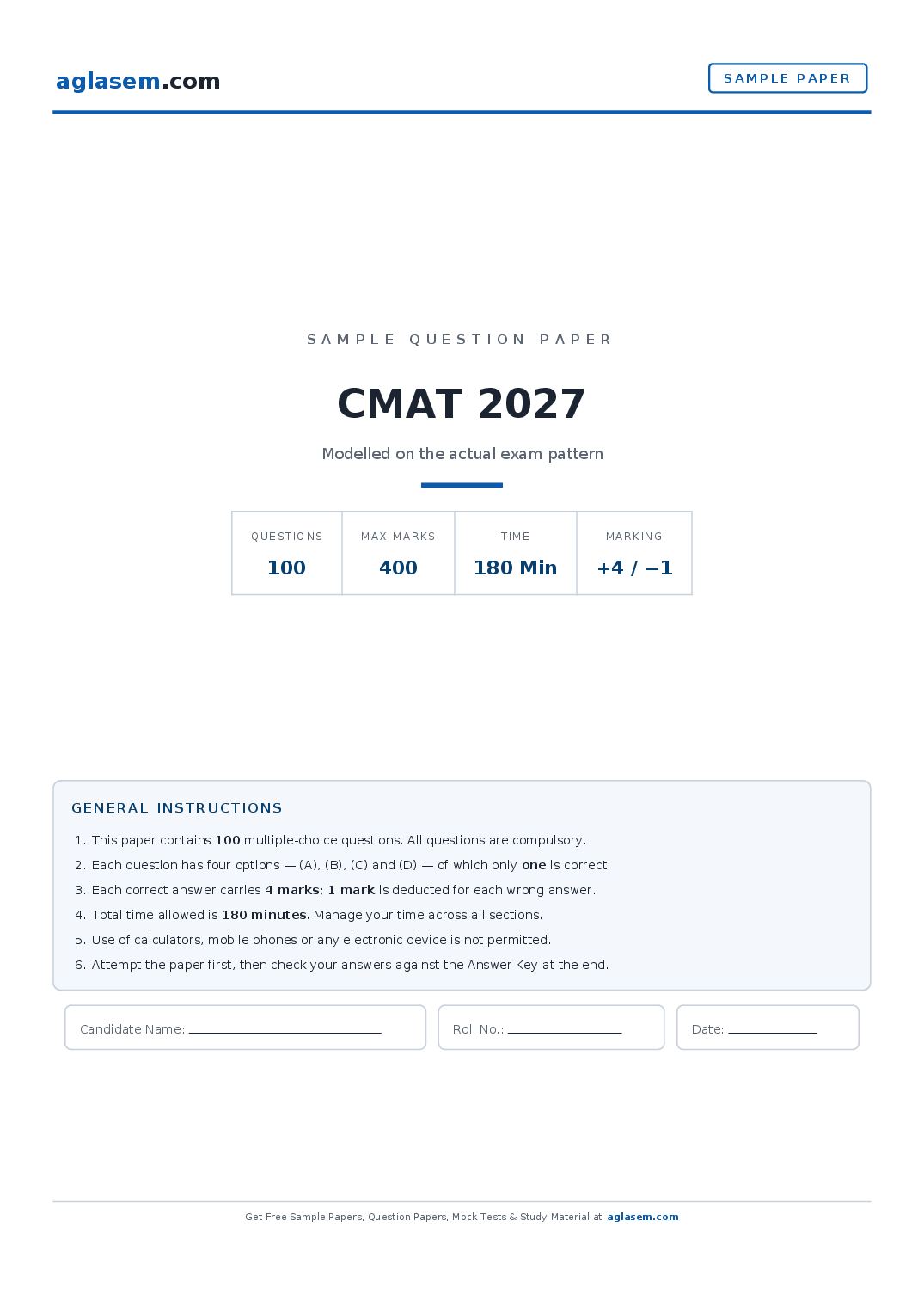 CMAT 2027 Sample Paper - Page 1 of 20