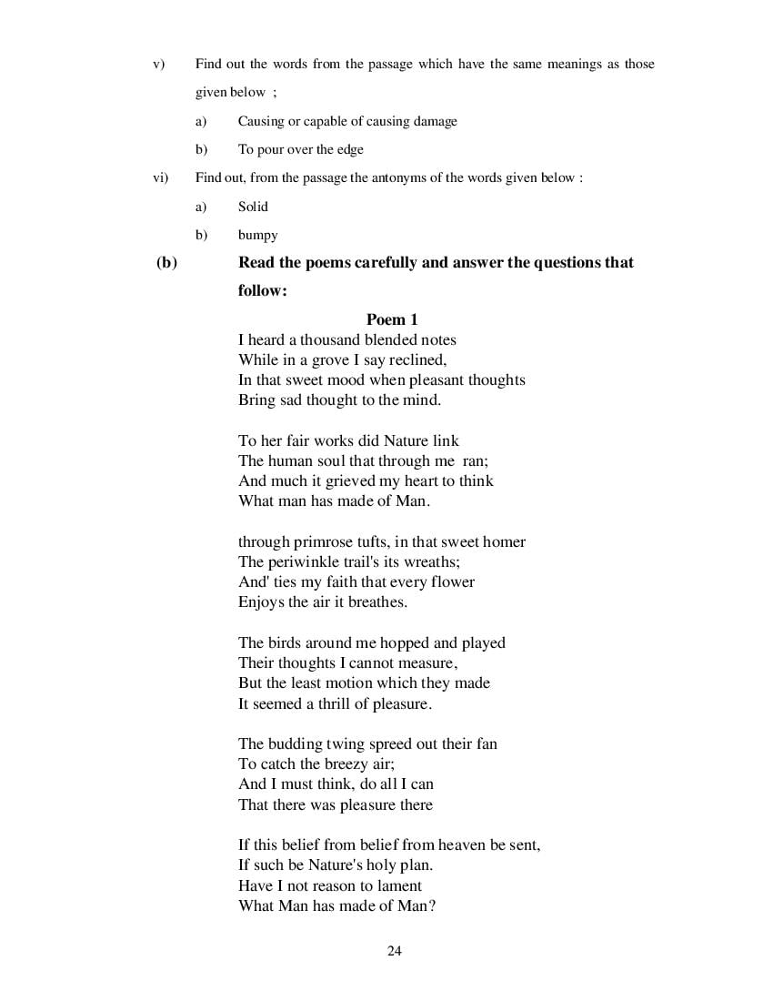MP Board Class 11 English (Special) Question Bank (PDF) – Important Questions