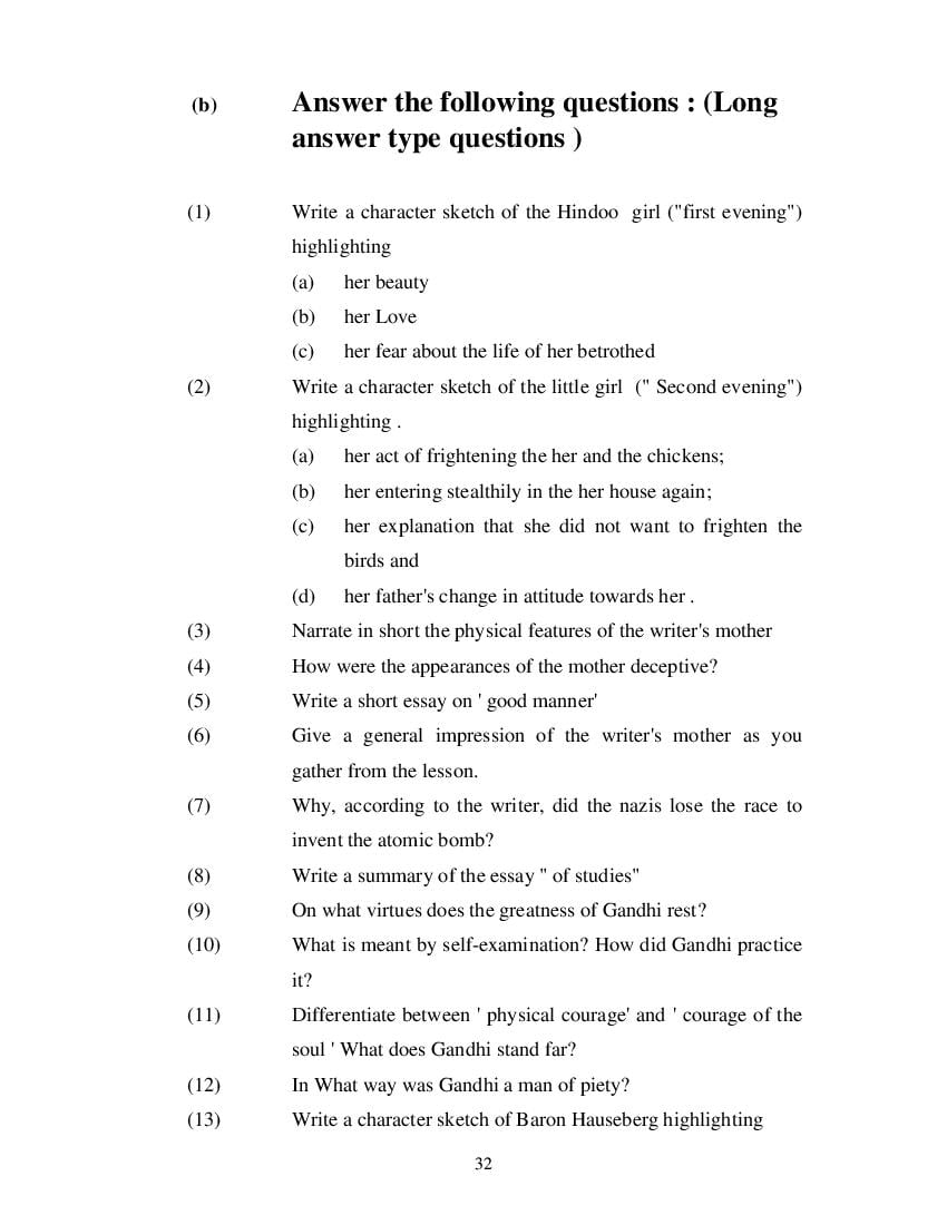 MP Board Class 11 English (Special) Question Bank (PDF) – Important Questions