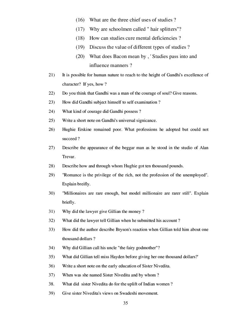 MP Board Class 11 English (Special) Question Bank (PDF) – Important Questions