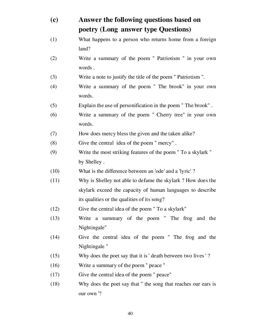 MP Board Class 11 English (Special) Question Bank (PDF) – Important Questions
