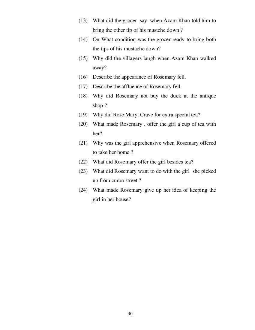MP Board Class 11 English (Special) Question Bank (PDF) – Important Questions
