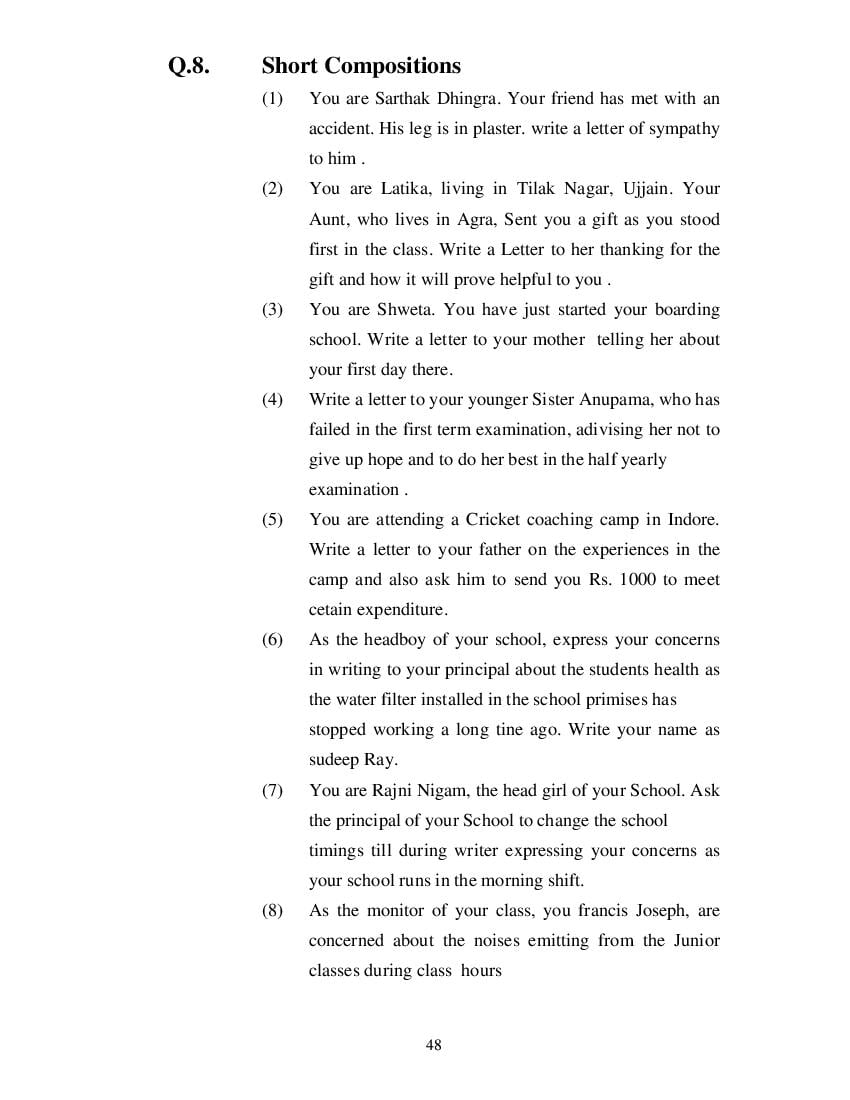 MP Board Class 11 English (Special) Question Bank (PDF) – Important Questions