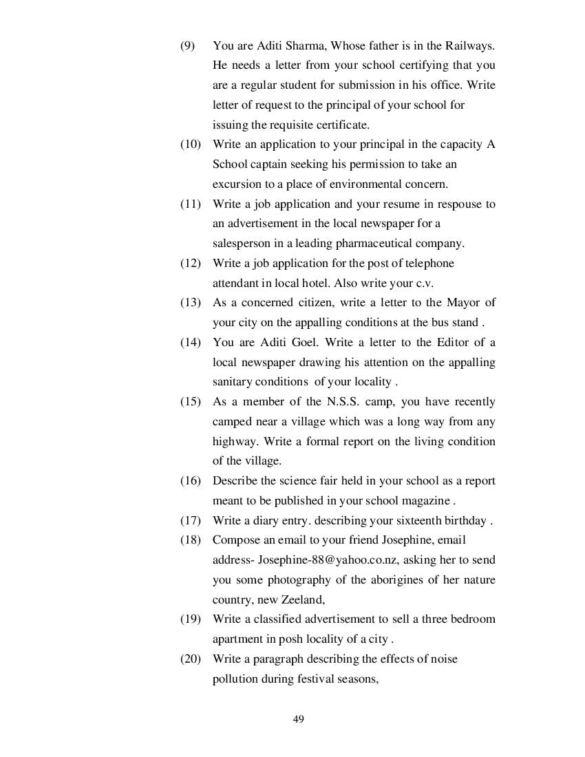 MP Board Class 11 English (Special) Question Bank (PDF) – Important Questions