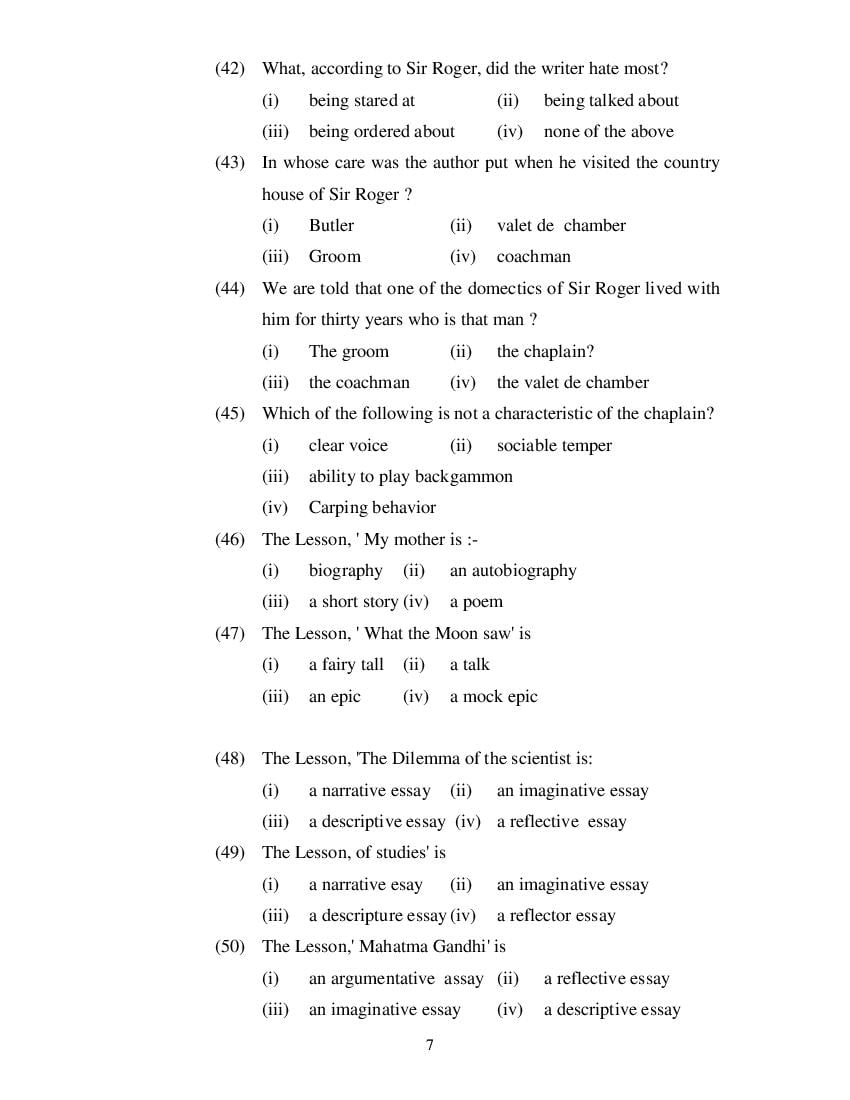 MP Board Class 11 English (Special) Question Bank (PDF) – Important Questions