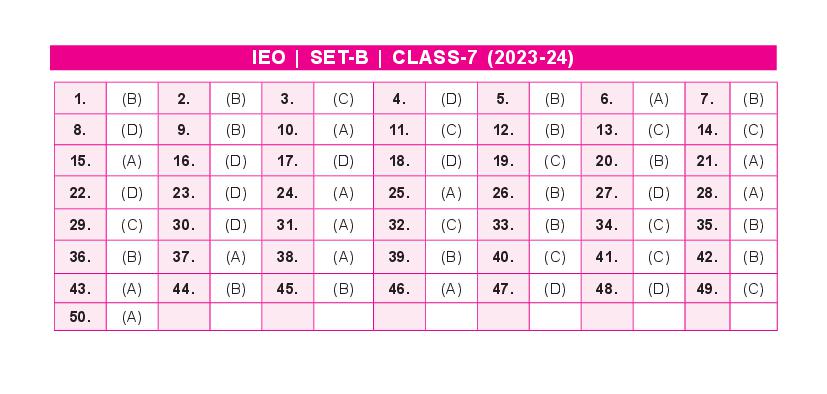 SOF IEO 2024 Answer Key Set-B Class 7 - Page 1