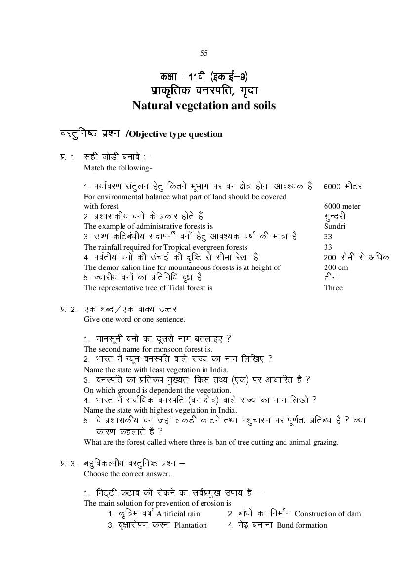 MP Board Class 11 Geography Question Bank (PDF) – Important Questions
