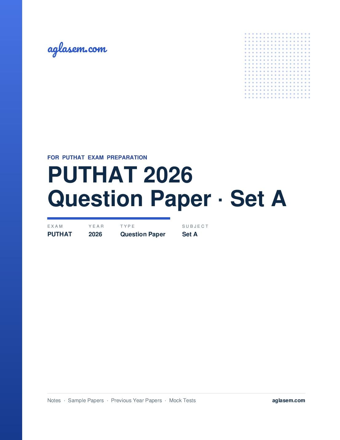 PUTHAT 2026 Question Paper Set A - Page 1 of 9