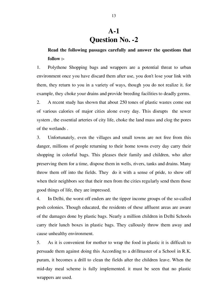 MP Board Class 11 English (General) Question Bank (PDF) – Important Questions