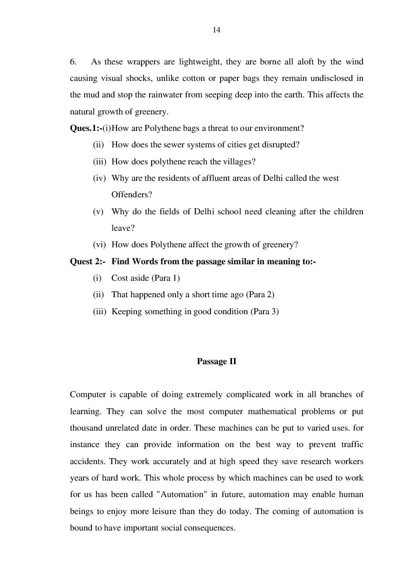 MP Board Class 11 English (General) Question Bank (PDF) – Important Questions