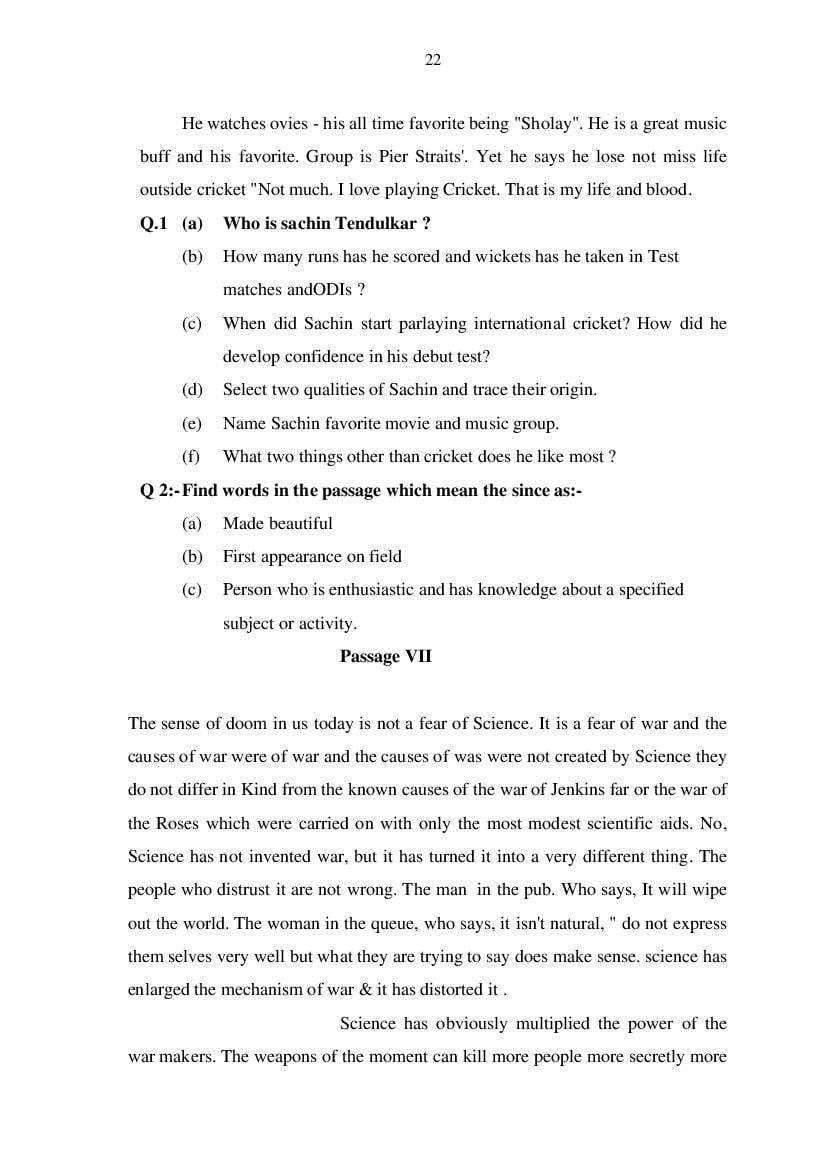 MP Board Class 11 English (General) Question Bank (PDF) – Important Questions