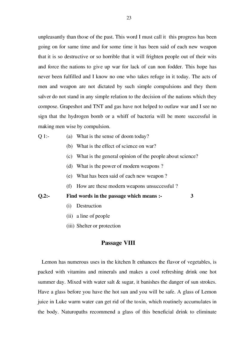 MP Board Class 11 English (General) Question Bank (PDF) – Important Questions