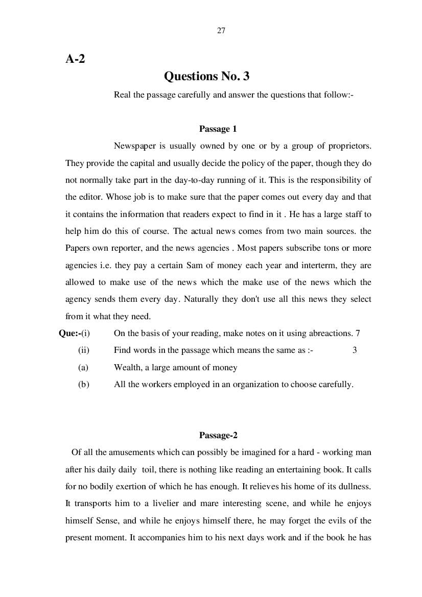 MP Board Class 11 English (General) Question Bank (PDF) – Important Questions