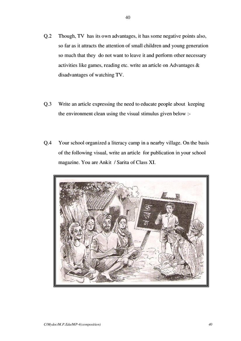 MP Board Class 11 English (General) Question Bank (PDF) – Important Questions