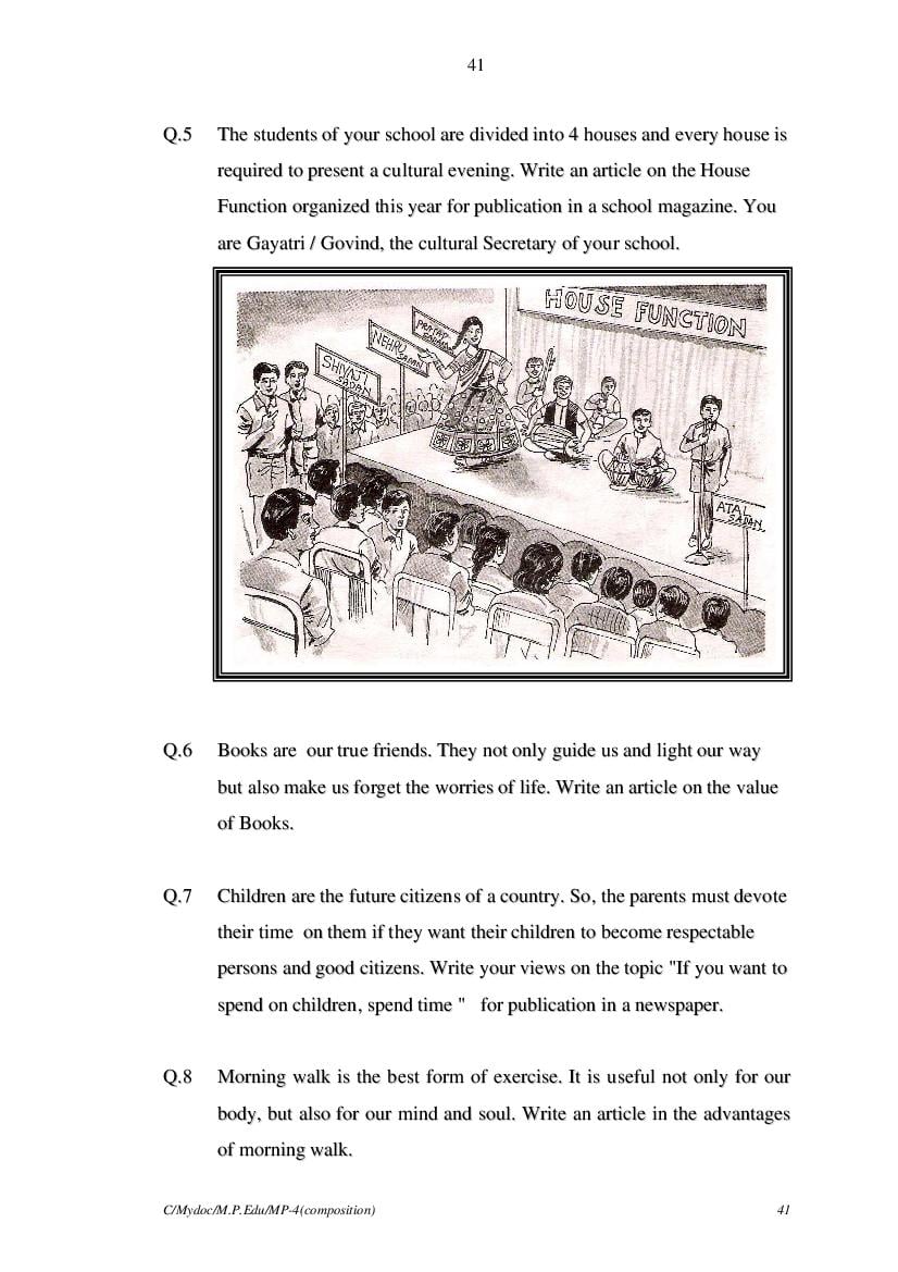 MP Board Class 11 English (General) Question Bank (PDF) – Important Questions
