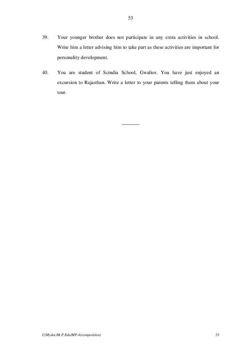 MP Board Class 11 English (General) Question Bank (PDF) – Important Questions