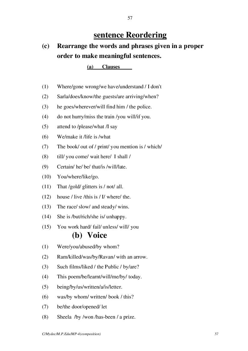 MP Board Class 11 English (General) Question Bank (PDF) – Important Questions