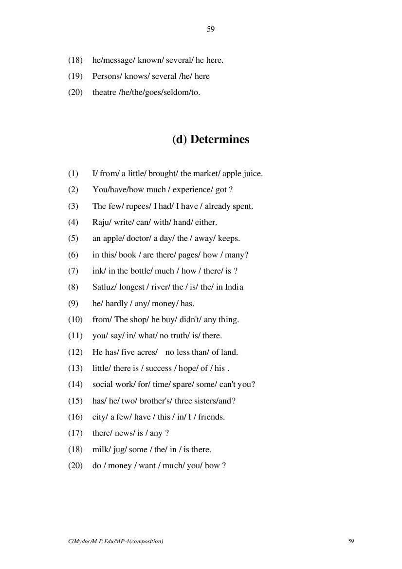 MP Board Class 11 English (General) Question Bank (PDF) – Important Questions