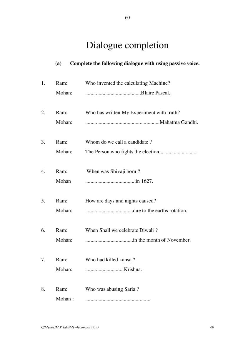MP Board Class 11 English (General) Question Bank (PDF) – Important Questions