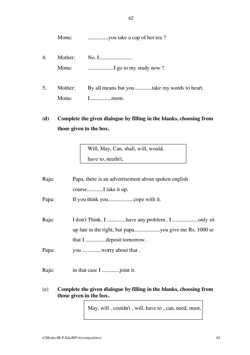 MP Board Class 11 English (General) Question Bank (PDF) – Important Questions