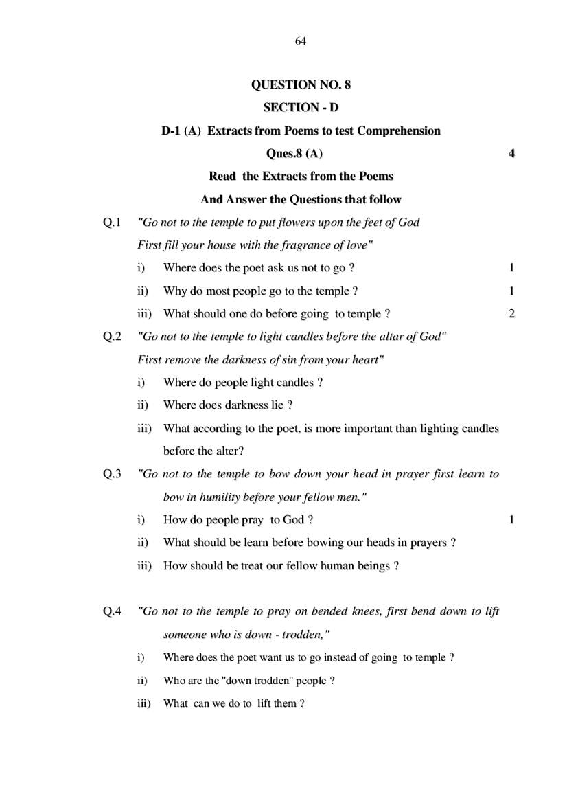 MP Board Class 11 English (General) Question Bank (PDF) – Important Questions