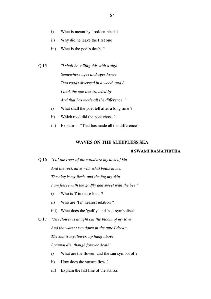 MP Board Class 11 English (General) Question Bank (PDF) – Important Questions
