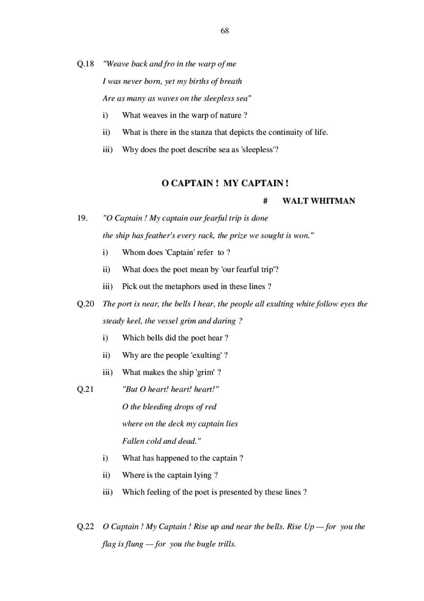 MP Board Class 11 English (General) Question Bank (PDF) – Important Questions
