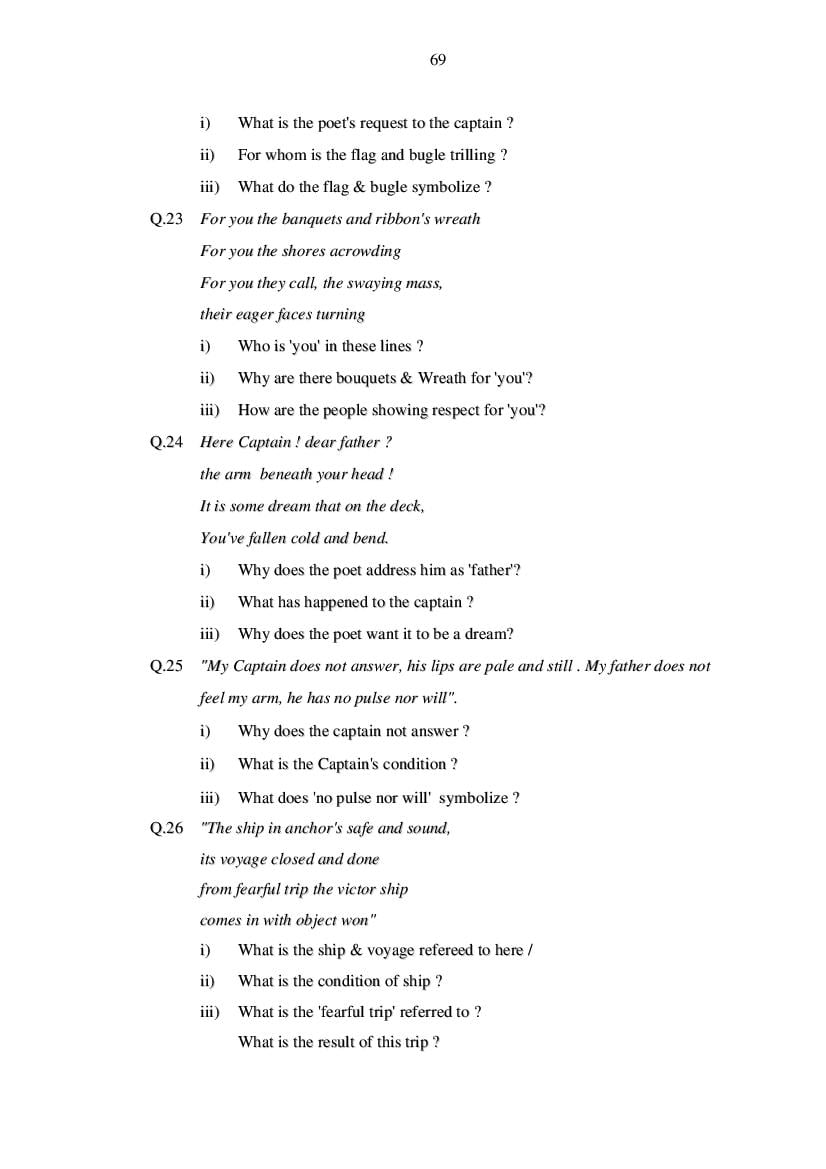 MP Board Class 11 English (General) Question Bank (PDF) – Important Questions