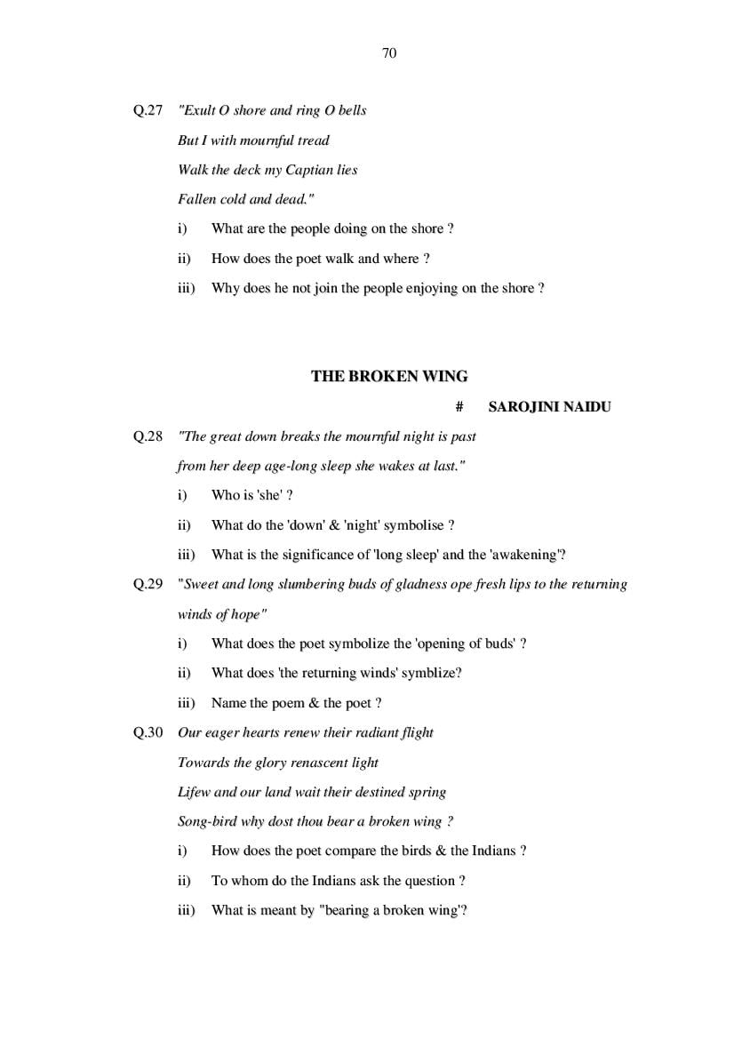 MP Board Class 11 English (General) Question Bank (PDF) – Important Questions