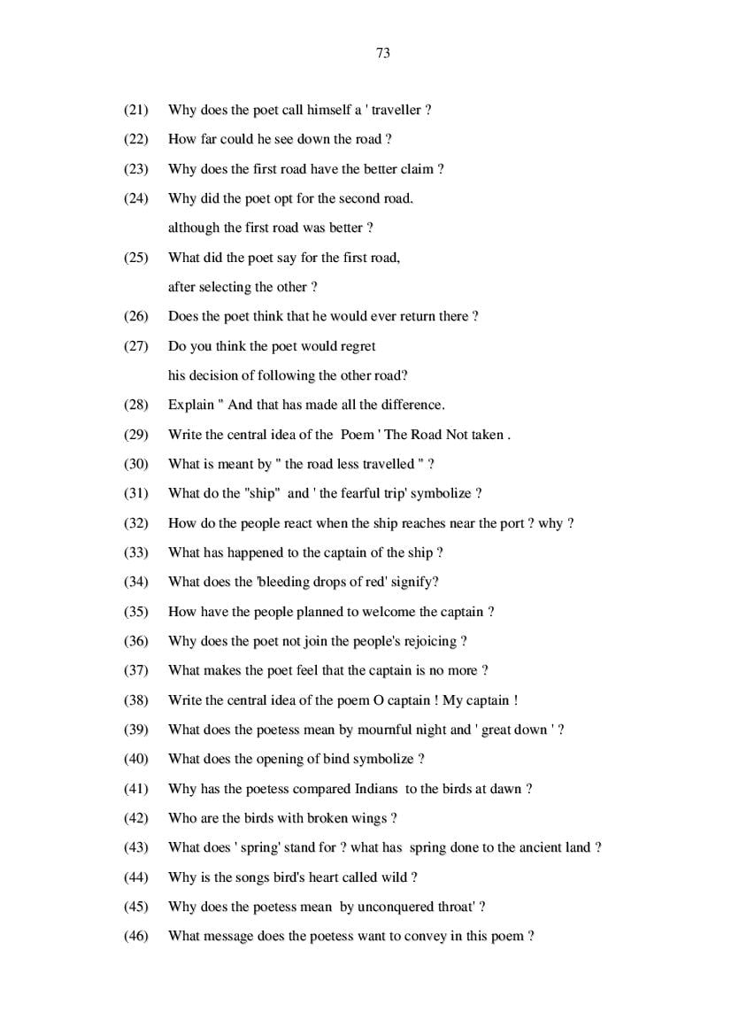 MP Board Class 11 English (General) Question Bank (PDF) – Important Questions