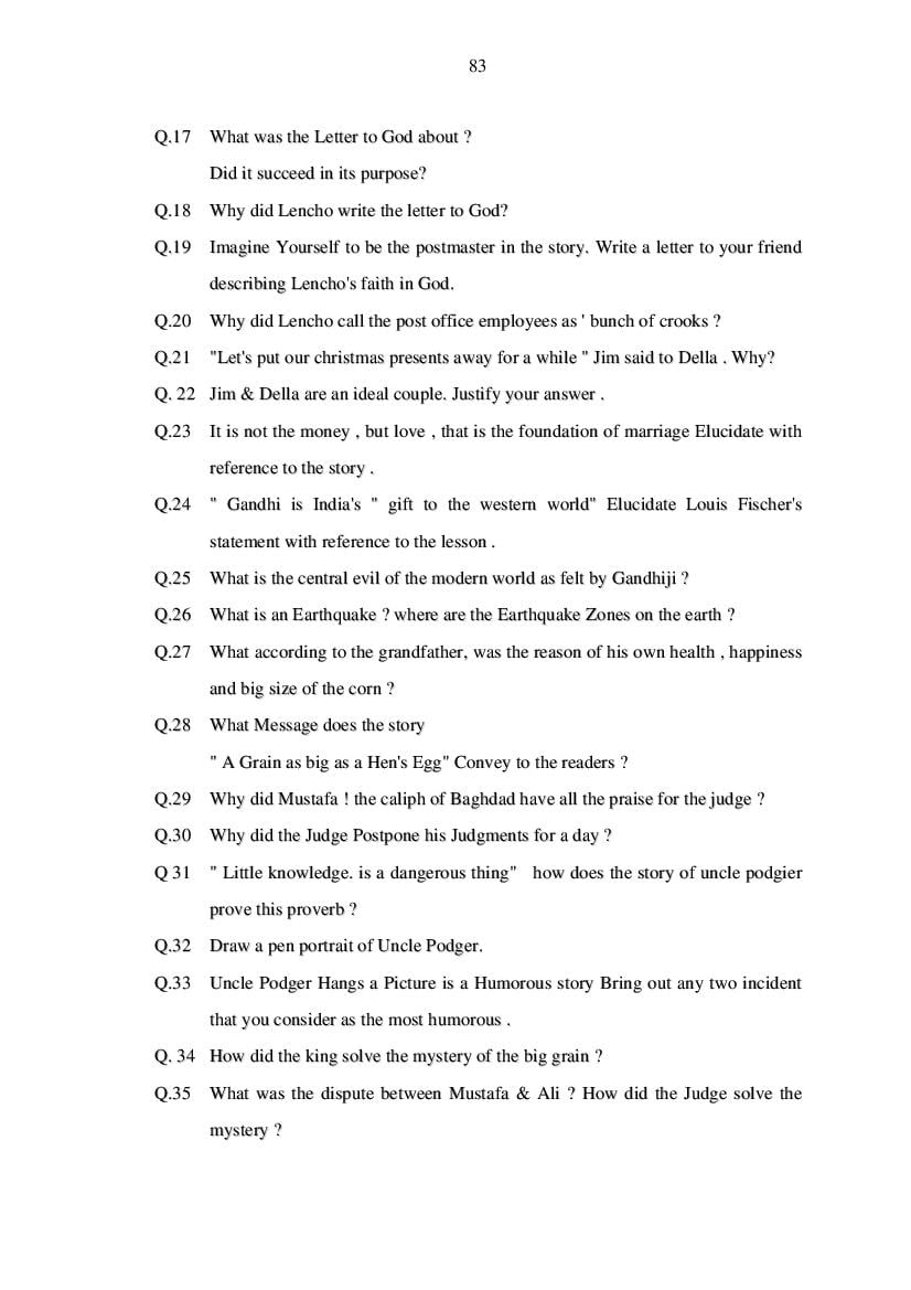 MP Board Class 11 English (General) Question Bank (PDF) – Important Questions