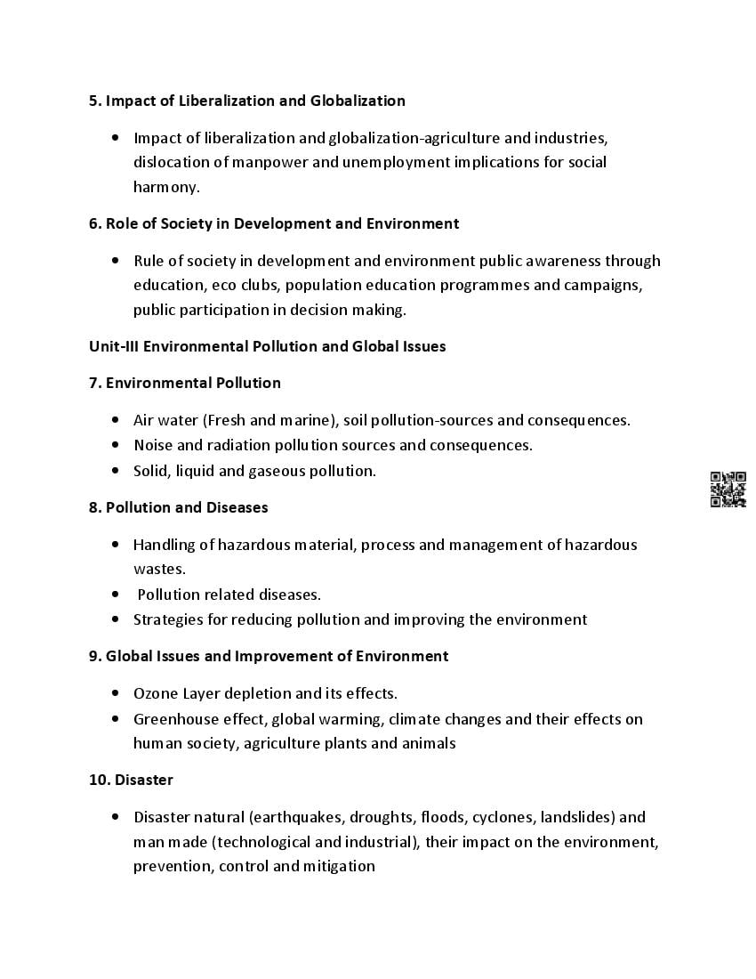 PSEB Class 11 EVS Syllabus (PDF)